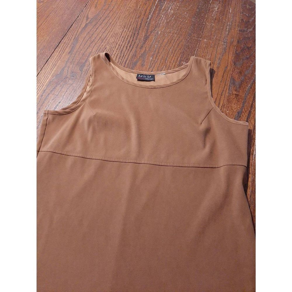 Large? MHM Melissa Harper Sleeveless Brown Round Neck Dress - Picture 4 of 5
